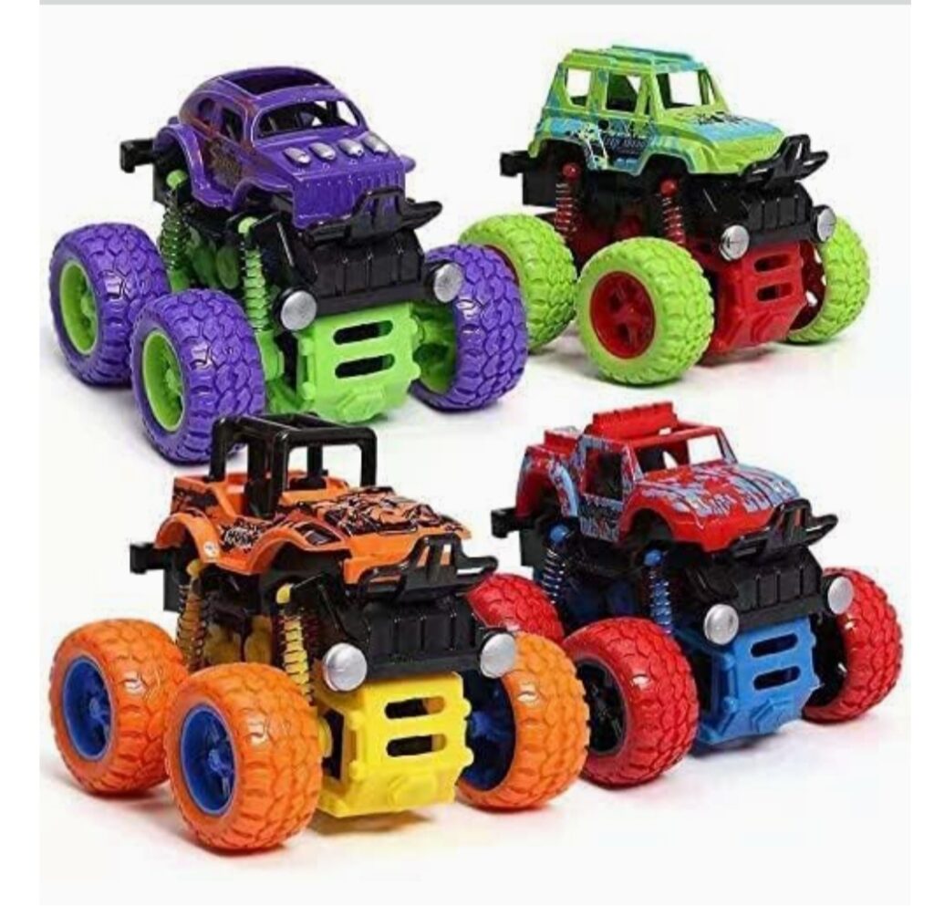 Friction-powered monster truck car toy, baby push and go toy